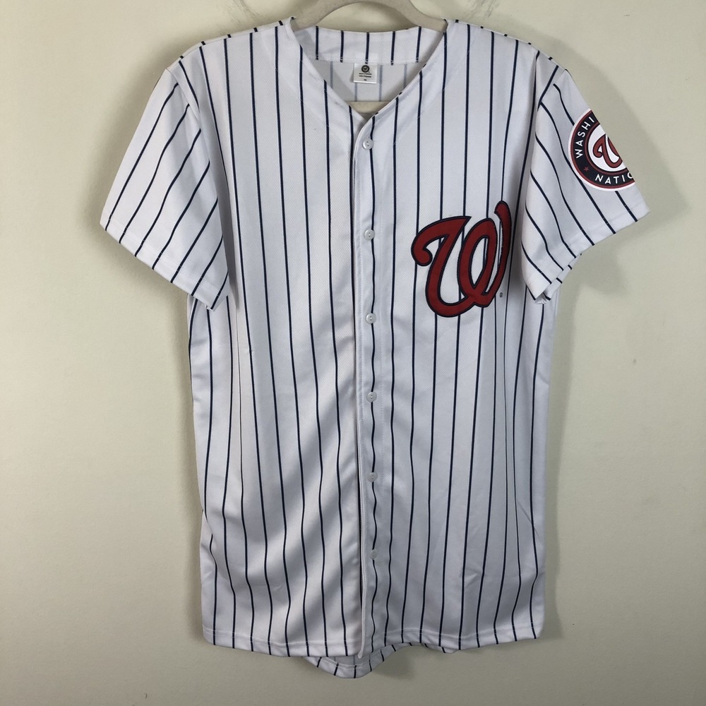 Washington Nationals BDA MLB Embroidered #1 Baseball Jersey Sz M White Red SGA